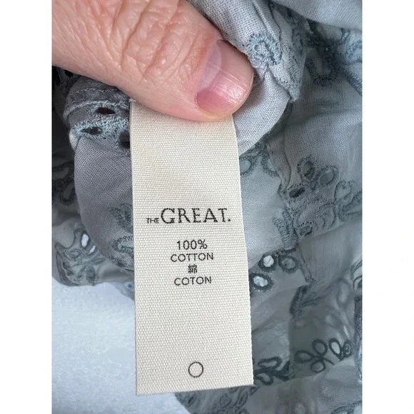 The Great Camelia Top Spaghetti Straps Size Large Tank Blue Cropped Eyelet NEW‎ - Picture 10 of 14